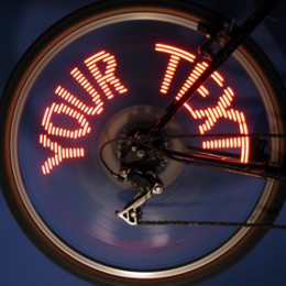 Your text on bike wheel.